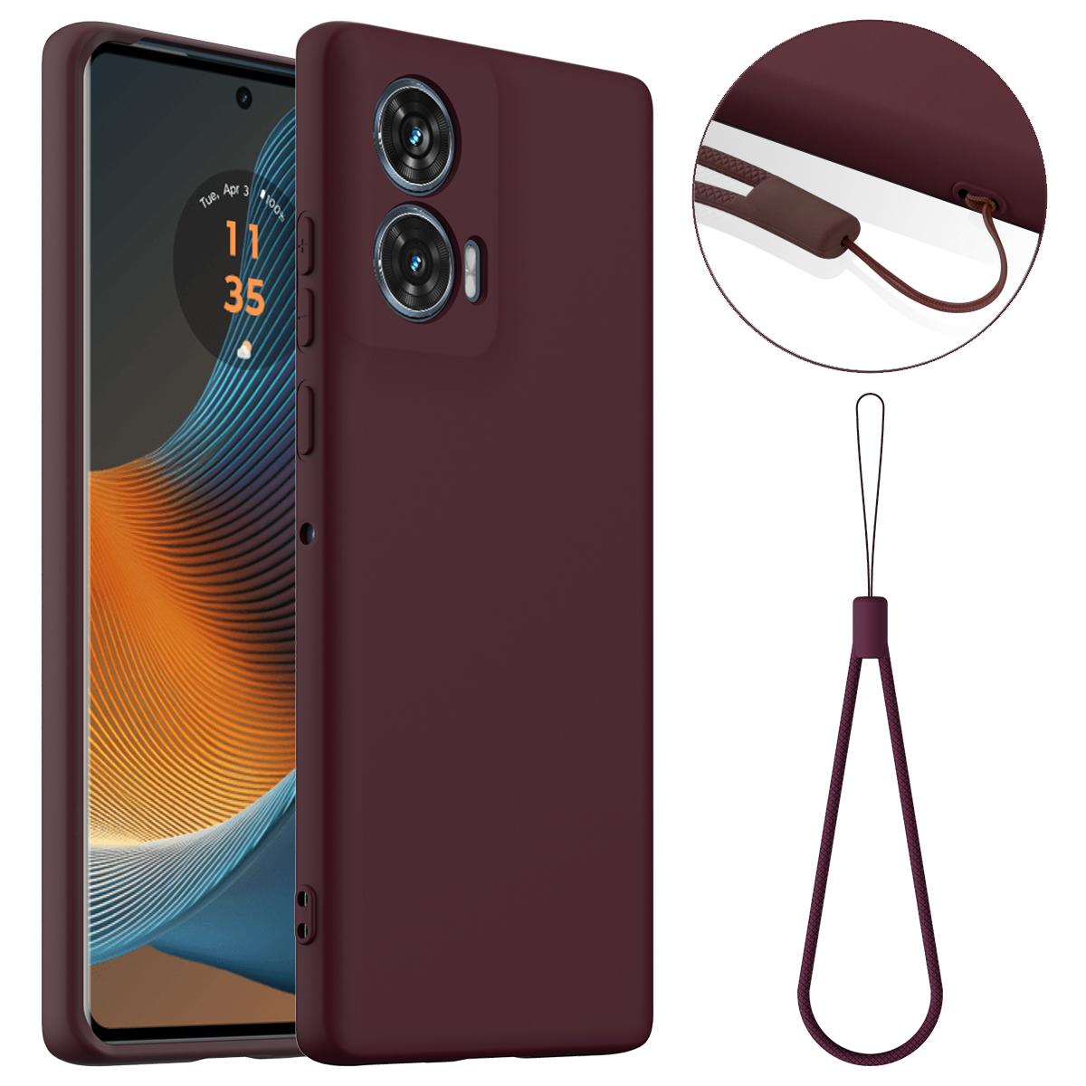 

Чохол для Motorola Edge 50 Fusion 5G Сумісний з MagSafe Протиударний Чохол для телефону з рідкого силікону зі шнурком Wine Red