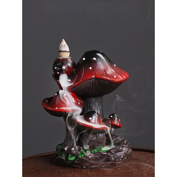 

Resin Backflow Incense Burner Home Decor Creative Mushroom European Style Alpine Water Backflow Incense Burner