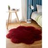 Burgundy Plum Blossom Plush Carpet, Round Wool Living Room Bedroom Bedside Floor Mat