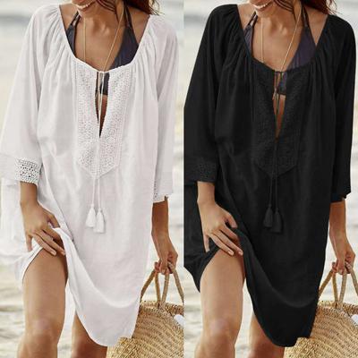 Bikini Cover Up Lace Tassels Ladies Protection Dress Temperament Sun for Vacation