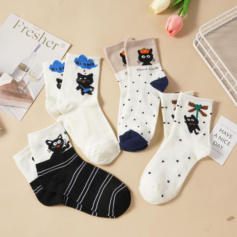 3D Cartoon Cute Comfortable Breathable Antibacterial and Deodorizing Socks for Women Featuring Horses Bears Dogs Cats and Pandas