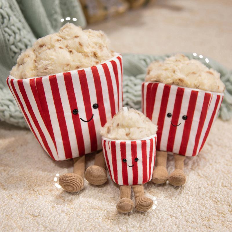 Writing A Notebook Girls New Fun Popcorn Bucket Simulated Snack Bag Pendant Keychain Plush Toy Doll Gift