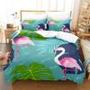 Flamingo Duvet Cover King/Queen Size Green Tropical Leaves Decor Bedding Set Palm Tree Flower Soft 2/3pcs Polyester Quilt Cover