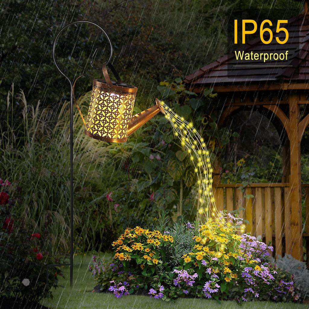 2Pack Solar Watering Can Lights Outdoor Hanging Solar Lanterns Waterproof Garden Decor Retro Metal Solar Garden Lights Lawn Yard