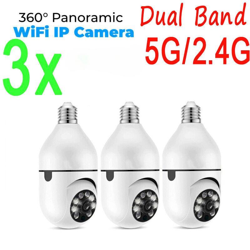 1/2/4 Pcs 2.4Ghz 5Ghz E27 Bulb Wireless Wifi Surveillance Camera Outdoor Night Vision Automatic Tracking 4X Digital Zoom Video Security Camera
