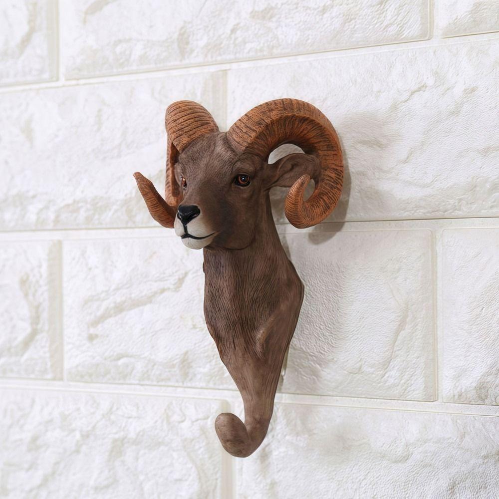 Retro Animal Head Key Hook Up 3D Hat Hanging Rack Creativity Clothes Hook Rack Wall/Door Decor