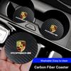 wsdz2 2Pcs Car Coaster Water Cup Bottle Holder Anti-slip Pad Mat Leather Pad For Porsche Cayenne Panamera Macan 911 718 Cayman 918
