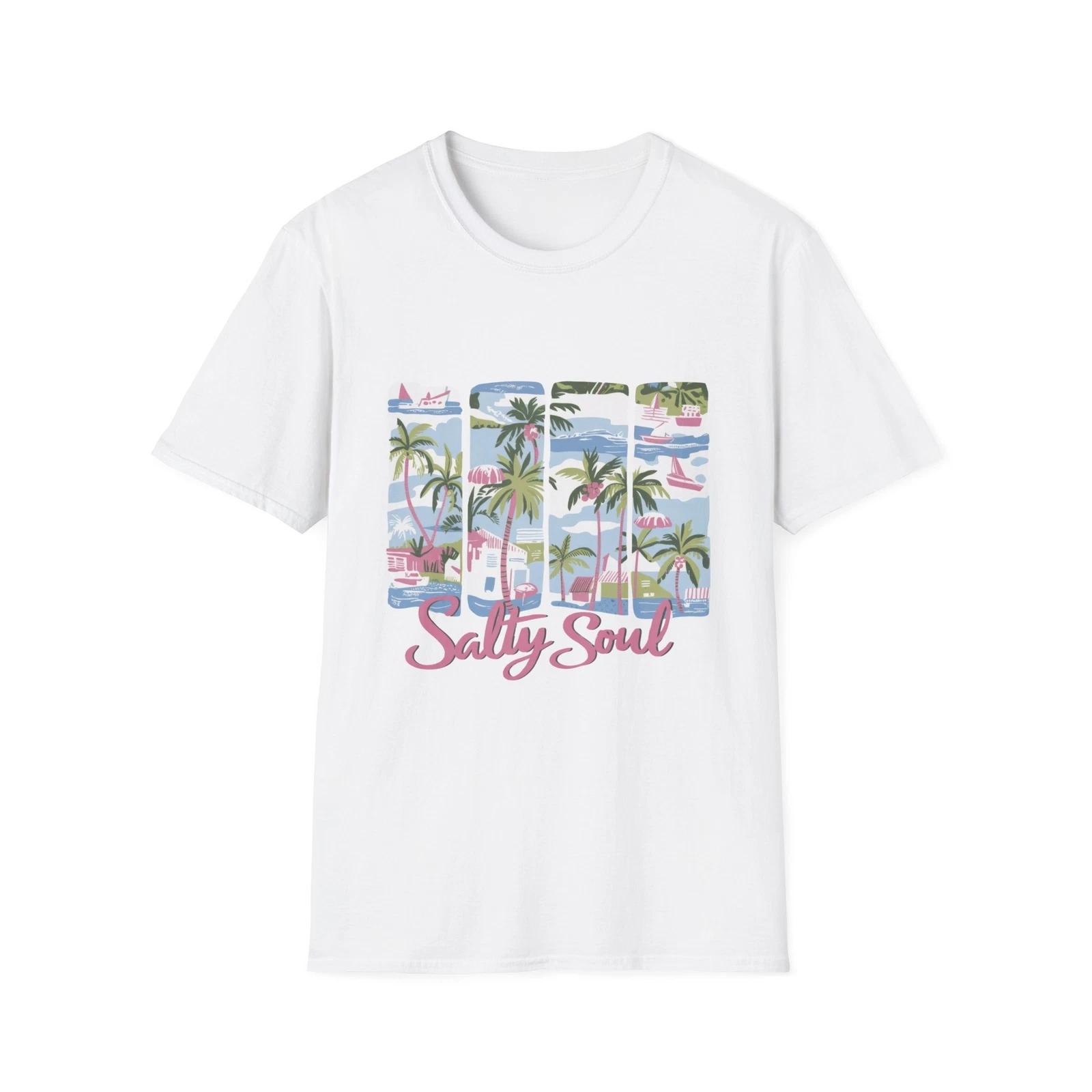 Salty Soul Unisex Softstyle T-Shirt, Beach Vibes Tee, Summer Outfit, Ocean Lover S