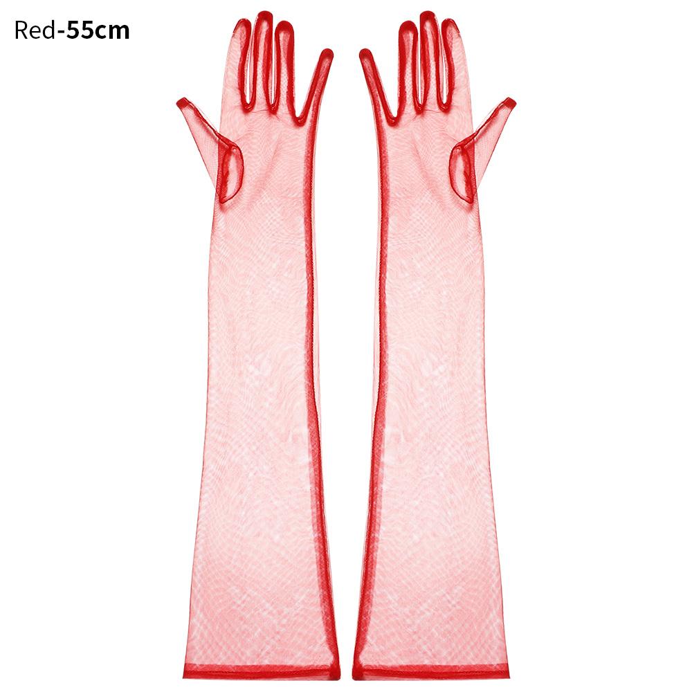 Women Sexy Lace Gloves White Mesh Tulle Gloves Lady Summer Sunscreen Mittens For Lady Driving Gloves Thin Elbow Long Gloves