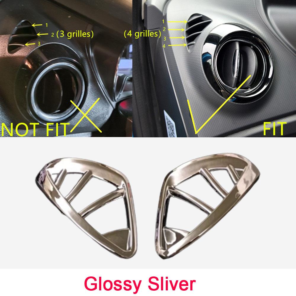 

Car Styling Cover Garnish Detector Trim ABS Chrome Front Air Condition Outlet Vent 2PCs For Renault Captur 2015 2016 2017 2018 Glossy Sliver