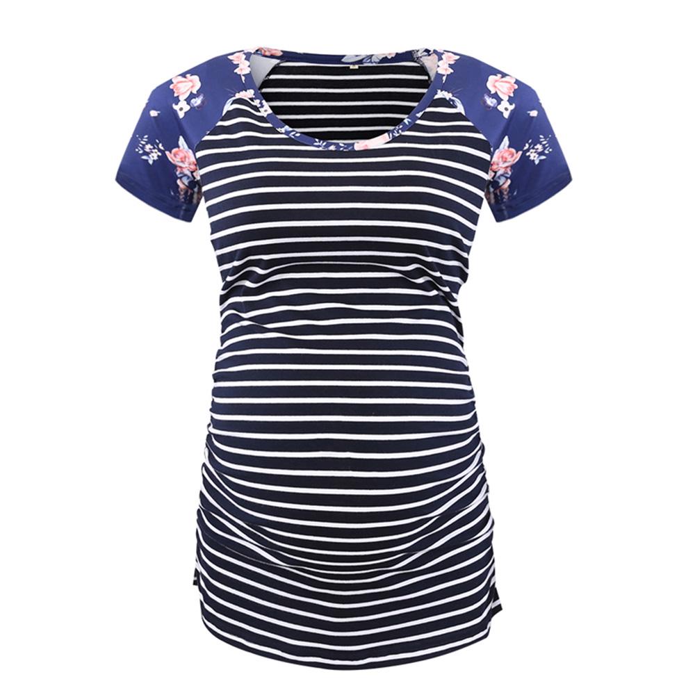 

Беременные женщины принт короткий рукав круглый вырез блузка топ для беременных повседневная строчка удобный топ рубашка