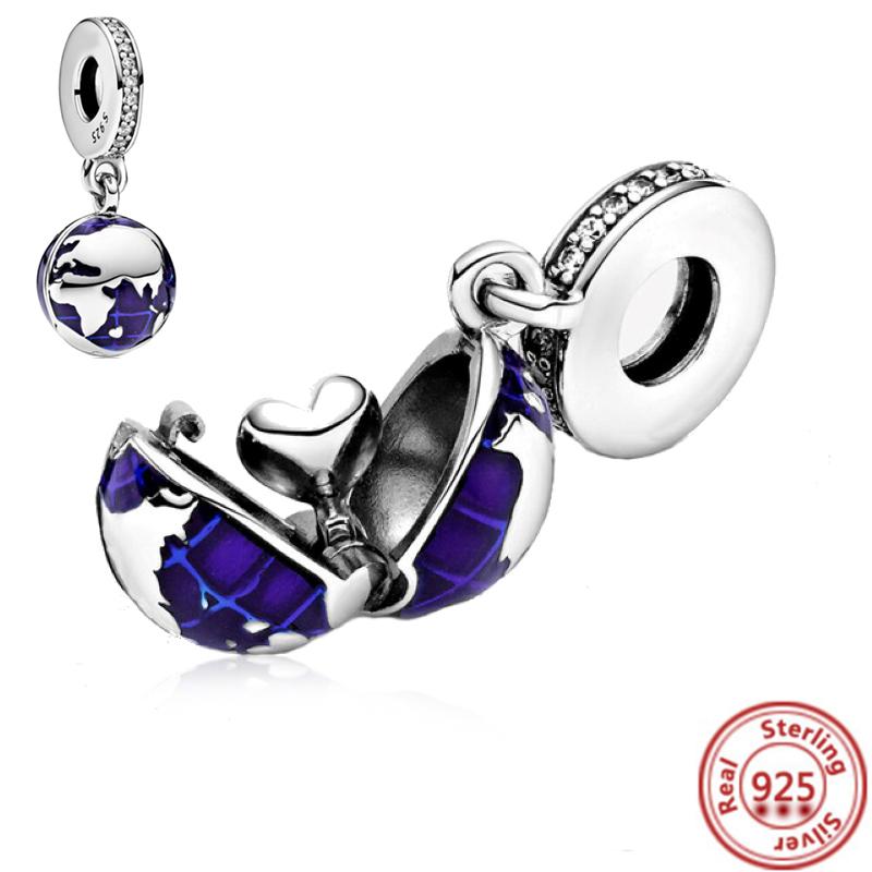 Fit Original Pantaro Charms Bracelet DIY Zircon 925 copper Blue Angel Wings Feathers Crown Star Moon Sun Clip Heart Shiny Beads