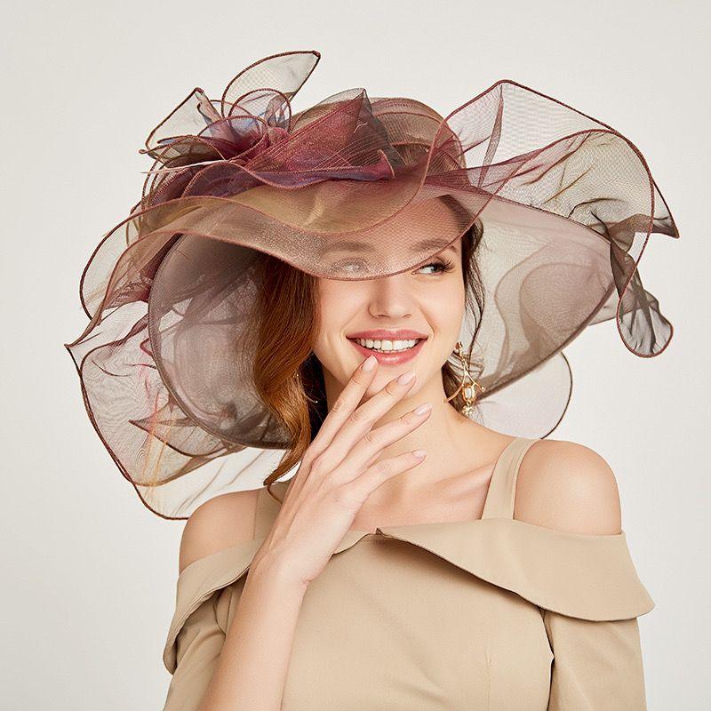 Fashion New Women's Sun Hat Gradient Color Organza Gauze Cap Sun Protection UV Protection