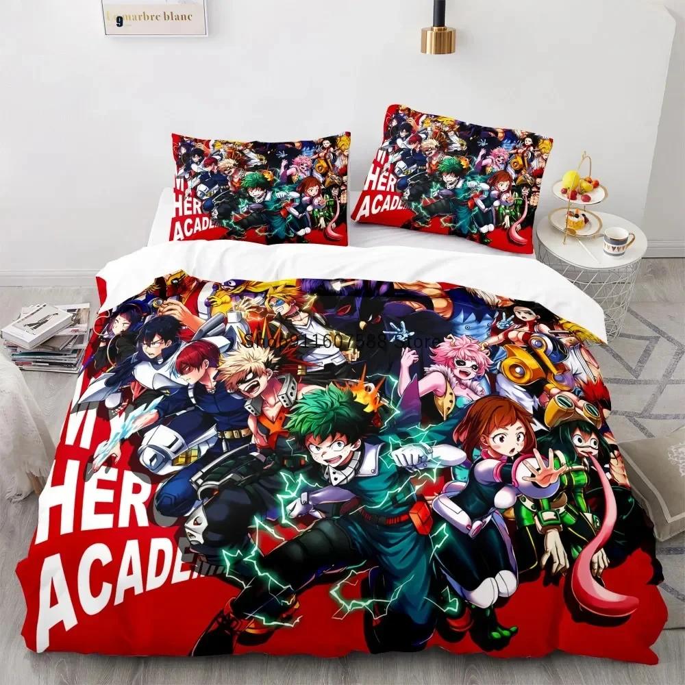 New Anime My Hero Academy Bedding Set Anime Characters Duvet Cover Set 3D Quilt Bed Set Queen King Size Boys Home Textile