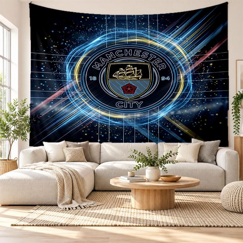 Manchester City Wall Tapestry, Soft Fabric Wall Hanging, Decorative Backdrop For Bedroom Home Wall Art