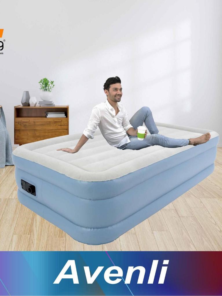 JILONG Double Inflatable Mattress with Built-in Pump and Widened Mesh Design