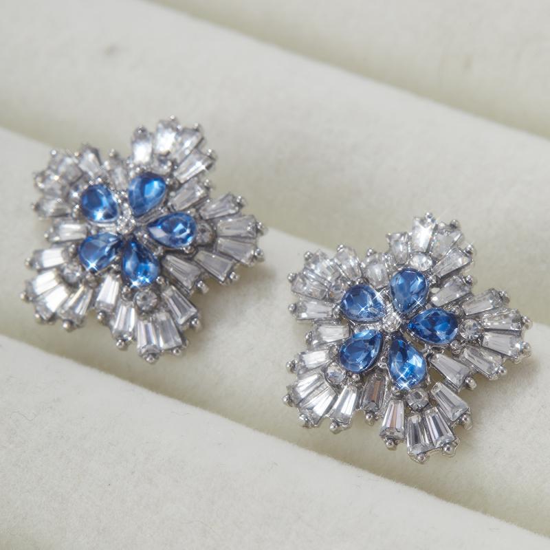 Gorgeous Blue Cubic Zirconia Stud Earrings Engagement Wedding Party Accessories For Women Blue Earrings Fashion Jewelry