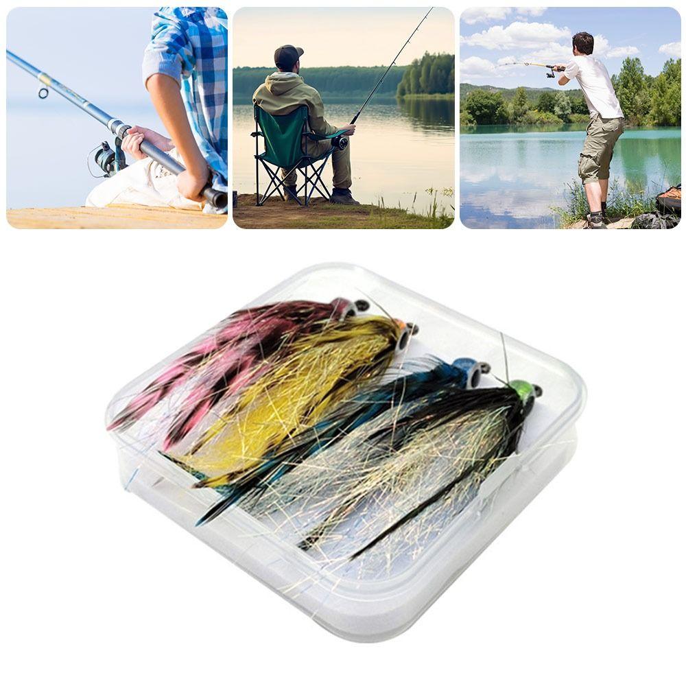 4 st Livslika Betesfisk Streamer Fluga Grizzly Sadelhackel Minnow Fluga Gädda Öring Abborre Stålhuvud