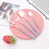Newest Orange Silver 304 Stainless Steel Dinnerware High Quality 24Pcs Cutlery Set Matte Blue Flatware Knife Fork Spoon Hanging Tableware Set