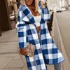 Dámský kostkovaný vlněný kabát střední délky Britský styl Oversized Sklápěcí límec Overcoat