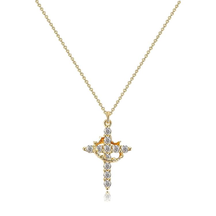 

Fashionable Diamonds Stainless Steel Crosses Choker Necklace Pendant with Elegant Designs Jewelry Accessory for Girls золотий