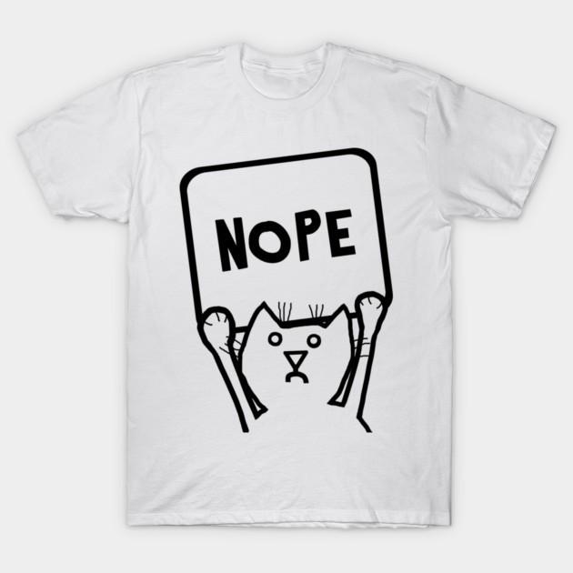 Nope Cat Funny Minimalist Graphic Unisex Casual Cotton T-Shirt