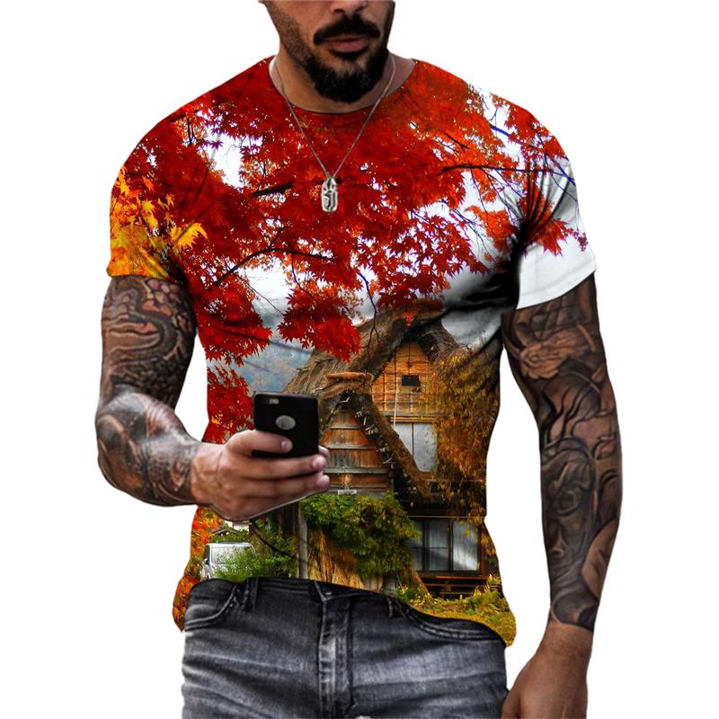 Neue Mode Herbst Landschaft grafik t-shirts Sommer Männer Casual Landschaft Muster Tees 3D Gedruckt Oansatz übergroßen t-shirt Tops