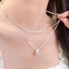 Elegante Collana con Perle d'Argento e Zaffiri - Catena per Clavicola Anti-Sbiadimento, Versatile per Donna