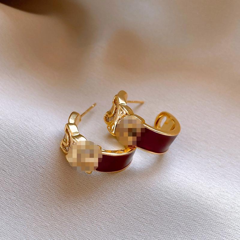 Silver Needle Multi-layer Letter Twill Zircon Pearl Earrings Medieval Vintage Light Luxury Stud Earrings Versatile Earrings