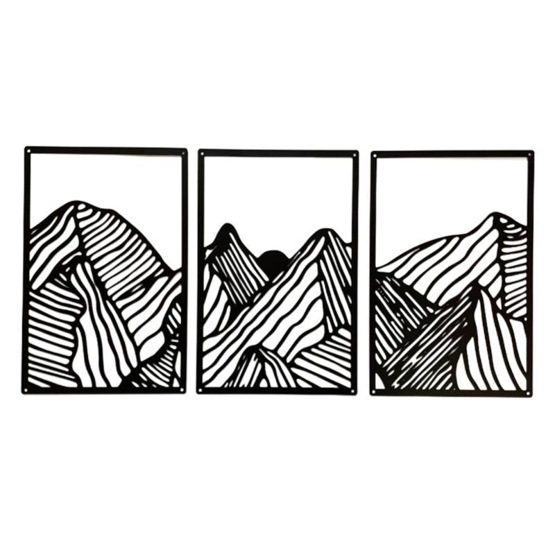 3pcs Uniques Mountain Sculpture Abstract Accent Metal Sign Wrought Iron Decors Hangings Pendants for Art Enthusiasts