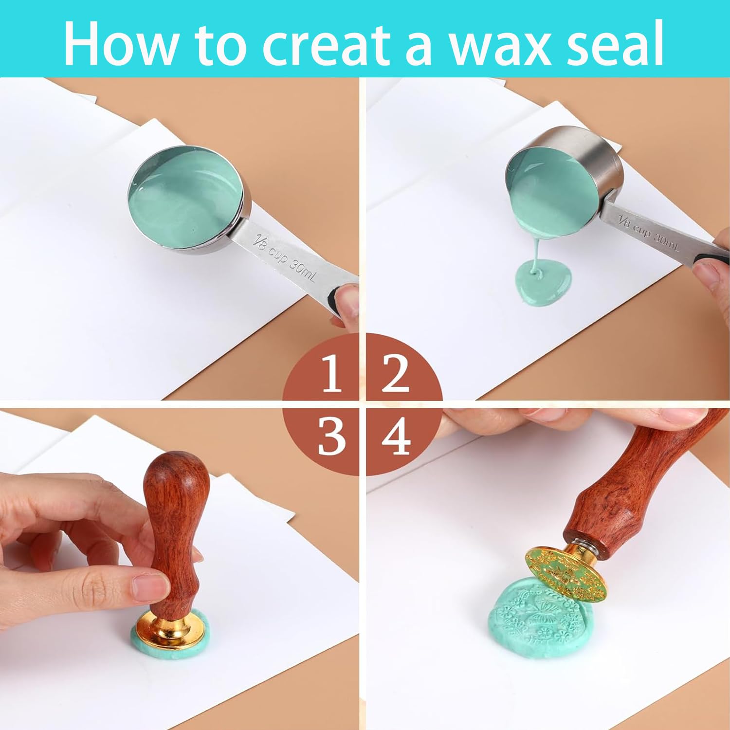 24Pcs Wax Seal Stamp Set Various Patterns Sealing Wax Stamp Heads with a Wooden Handle Sealing Wax Stamp Kit for Invitation Envelopes Letters