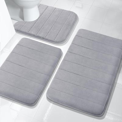 3Pc Sets Bath Mats Non Slip Memory Foam Bathroom Soft Rugs Water Absorption Dry Fast Bath Mat Machine Washable for Home Floor
