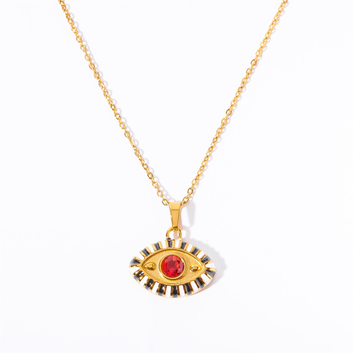 Titanium Steel Colorful Demon Eye Pendant Necklace - Evil Eye Millennial Style
