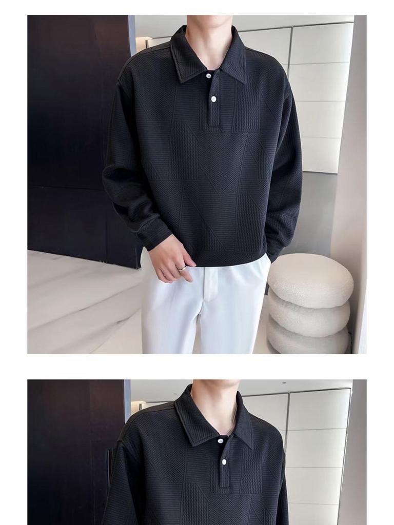 Men's Youthful Lapel Sweatshirt: Trendy Long Sleeve Polo, Stylish Autumn T-Shirt, Versatile Cool Student's Brand Top