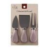 Stainless Steel Titanium-Plated Cheese Knife Set - Includes Cheese Knife, Fork, and Spatula.