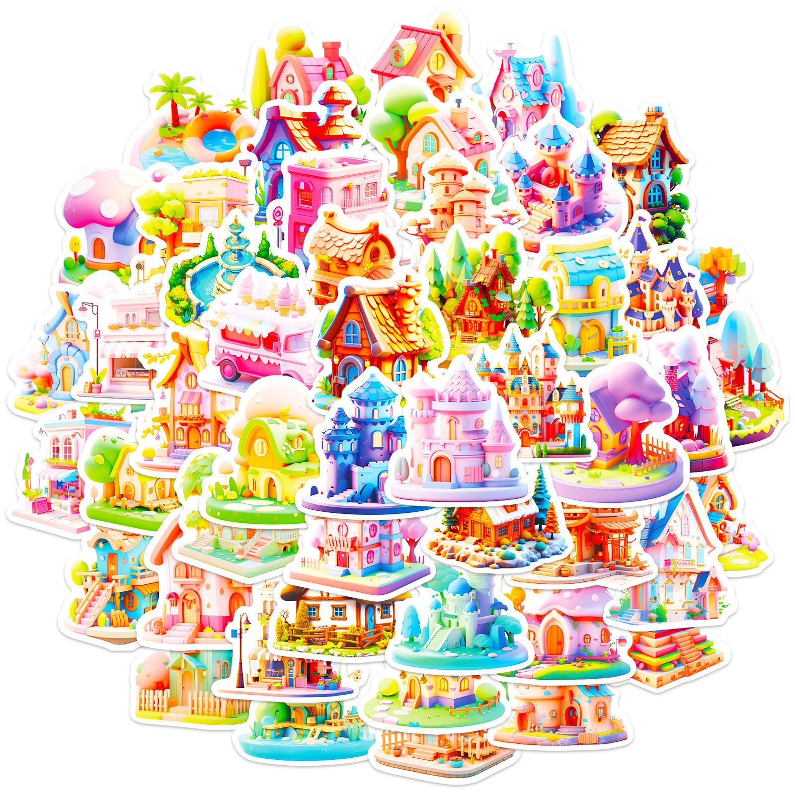 

50 3D Миниатюрных Наклеек Новый Продукт Мультяшные 3D Миниатюрные Сцены Граффити Наклейки Персонализированные Трехмерные Наклейки