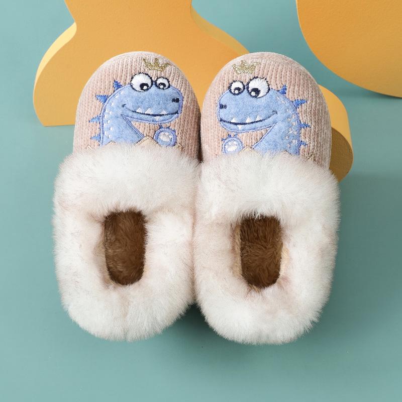 Fashion Smile PoP Fuzzy Boys Girls Indoor House Slippers Winter Warm Cute Kids Baby Shoes Outdoor Lightweight Non-Slip Home Socks Shoes