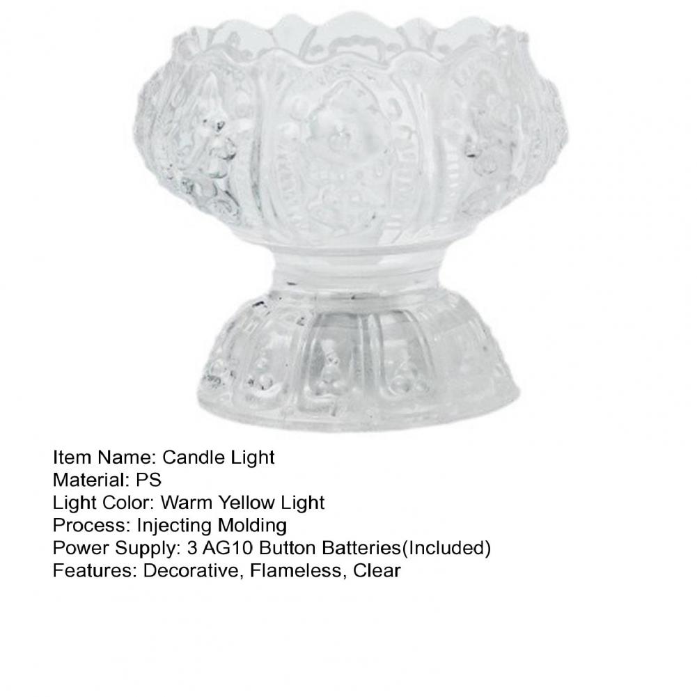 7/8cm Clear Lotus LED Candle Light Electric Flameless Simulation Candle Home Bedroom Anniversary Wedding Christmas Party Decor
