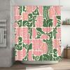 Abstract Geometric Boho Shower Curtains for Bathroom, Cute Blue and Green Floral Bathroom Shower Curtain, Vintage Bath Curtain