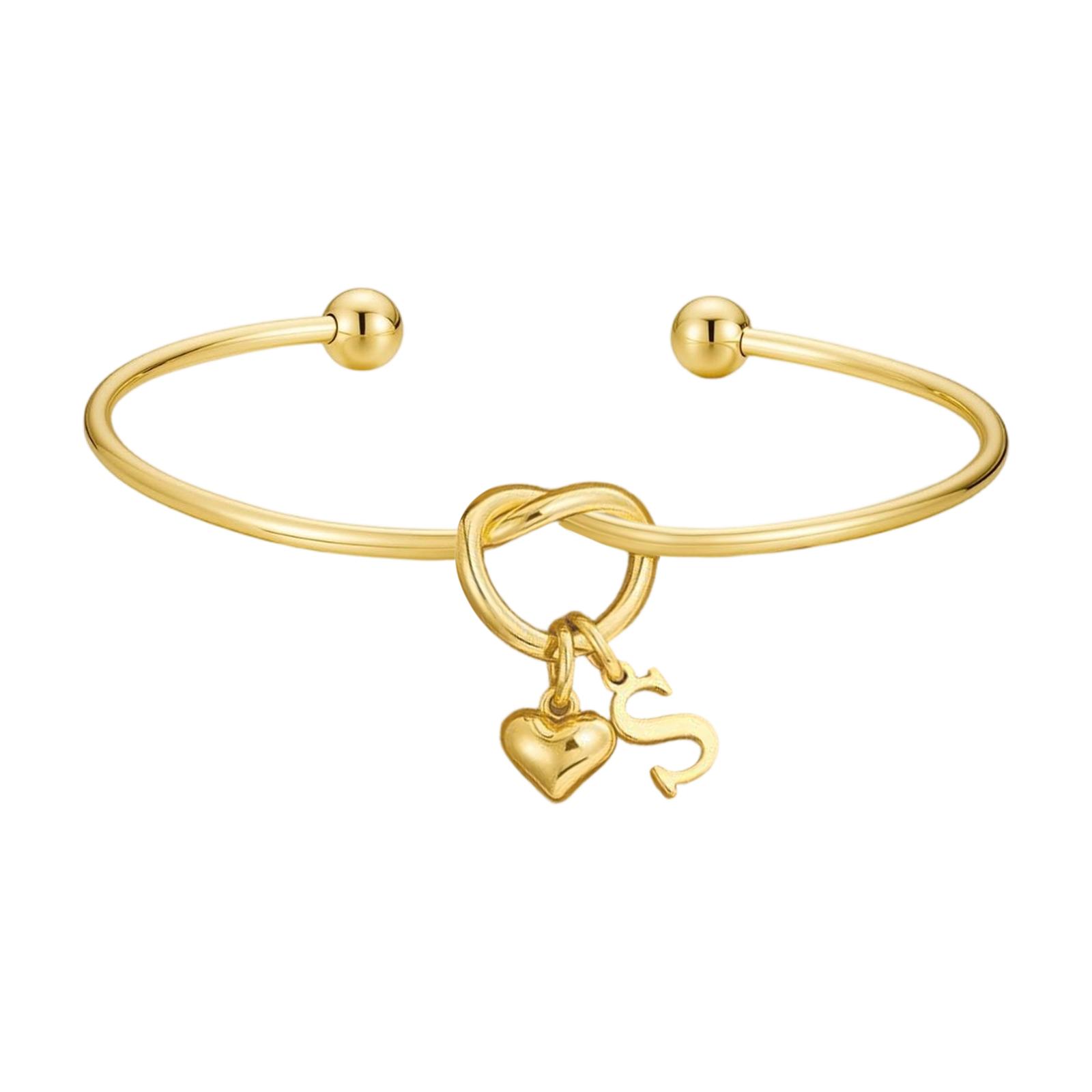 Heart Chain Bracelet Stainless Steel Letter Wristband Gift For Her Birthday/valentine’s Day Present Adjustable Open Bangle