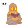 Reading Ghost Ornament Cute Book Lamp, Lighted Figurine with Warm LED Halloween Room Decor Light, Night Light for Mantel Shelf Table Indoor Home