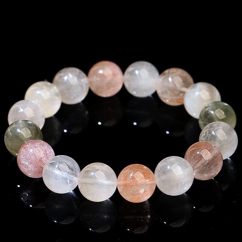 Hongchu Crystal Natural Rainbow Rabbit Hair Crystal Bracelet Cat's Eye Colored Rabbit Hair Bead Bracelet Scattered Beads