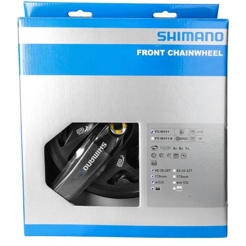 SHIMANO Front Chainwheel (MTB) FC-M311 Black 48-38-28T 170mm with Guard/Compatible BB Square Shaft 122.5mm (LL123) EFCM311C888CL ALTUS