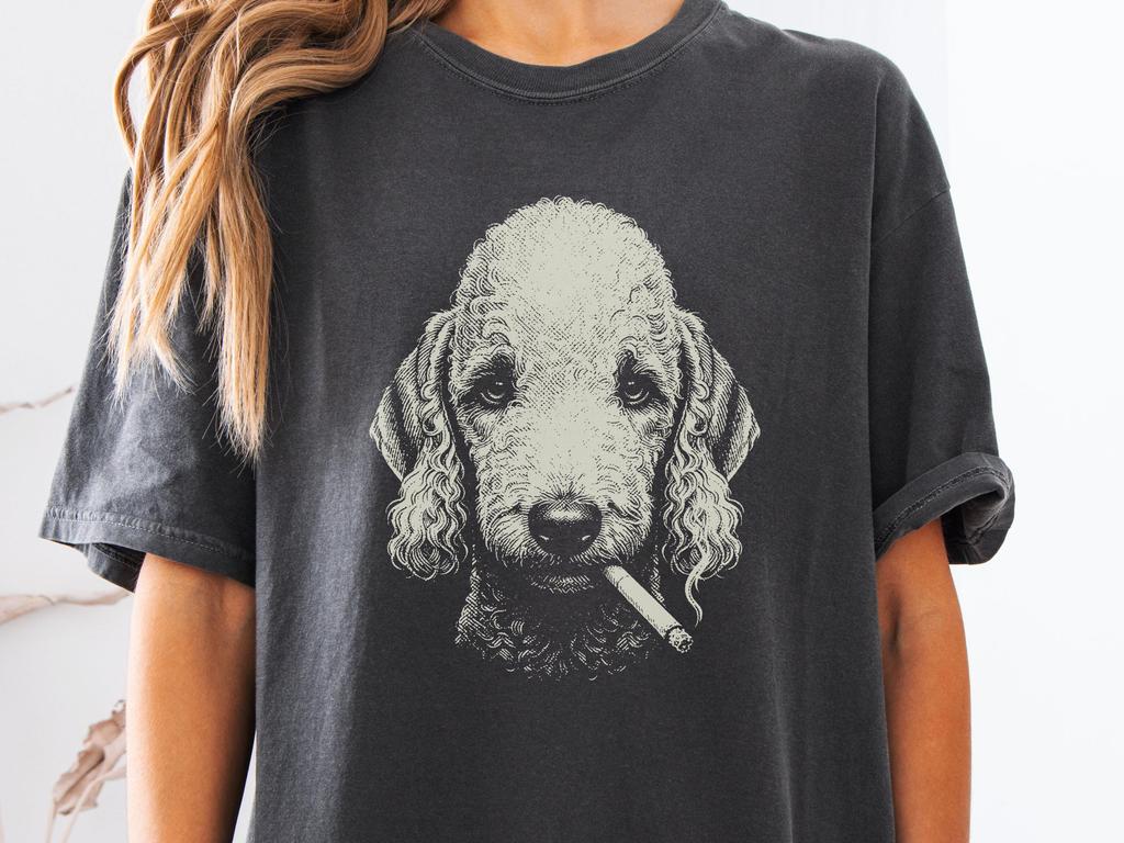 Smoking Bedlington Terrier Shirt, Vintage Y2K Grunge Bedlington Graphic Tee, Funny Dog Face Shirt, Comfort Colors® Edgy Meme T Shirt