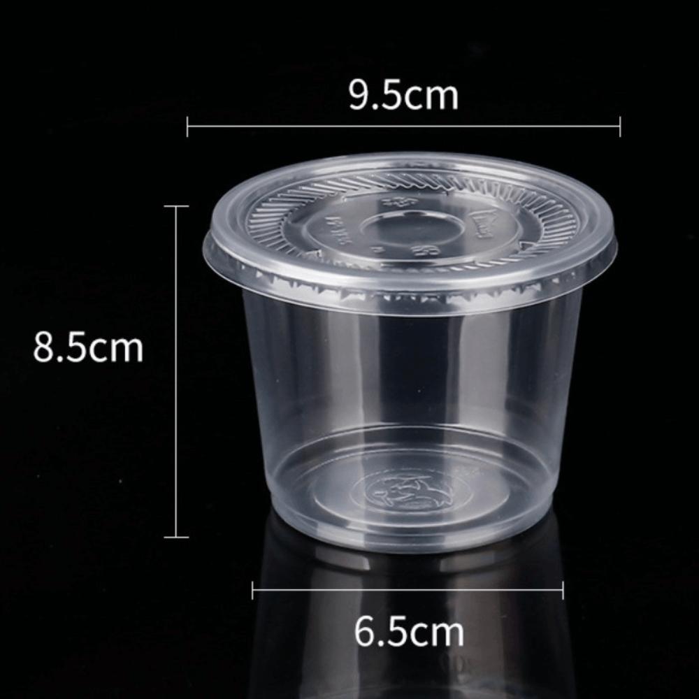 100pcs Leakproof Disposable Cups with Flat Lids Clear Pudding Bowl Ice Cream Container Party Use