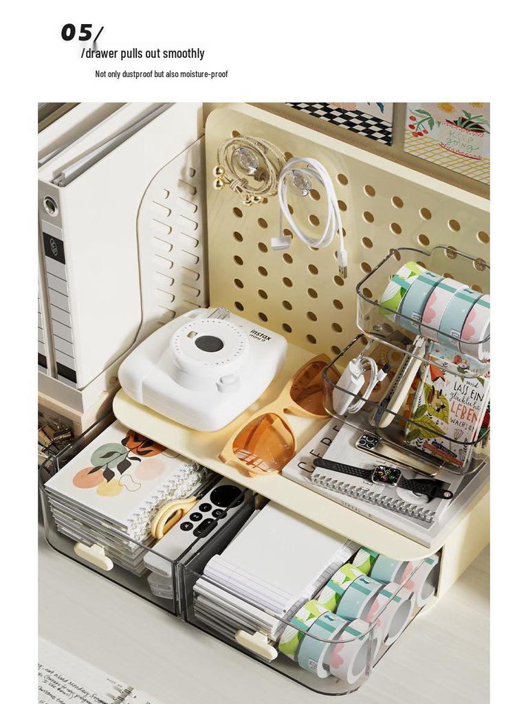 Desktop Acrylic Organizer: Pegboard Drawer Pen Holder and Storage Rack