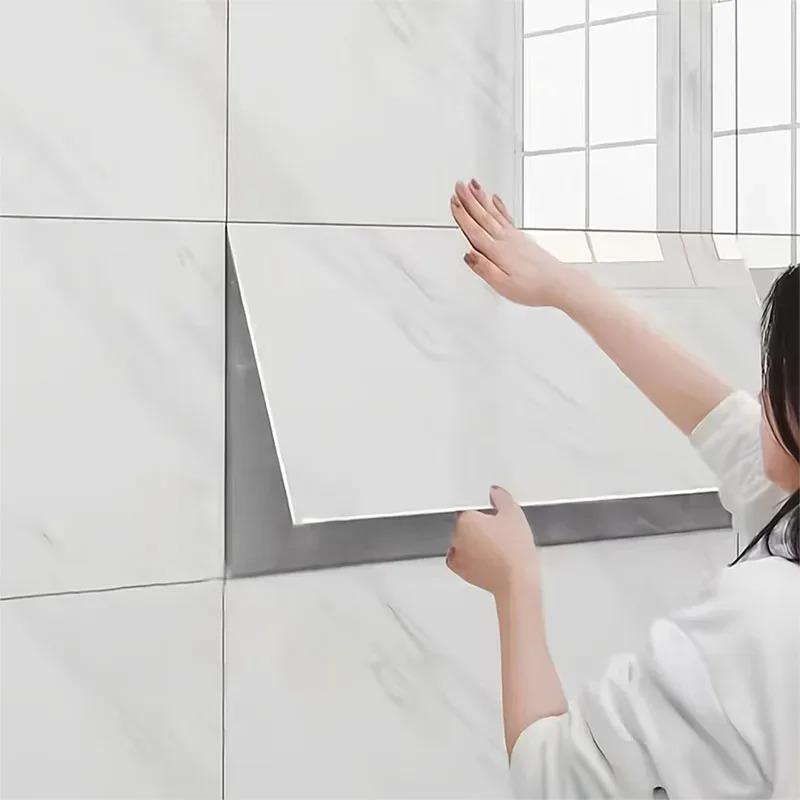10-20Pcs 30cmx60cm Self-adhesive Marble Tiles Sticker Waterproof Floor Sticker PVC Tile Kitchen Bathroom Wall Sticker Home Decor
