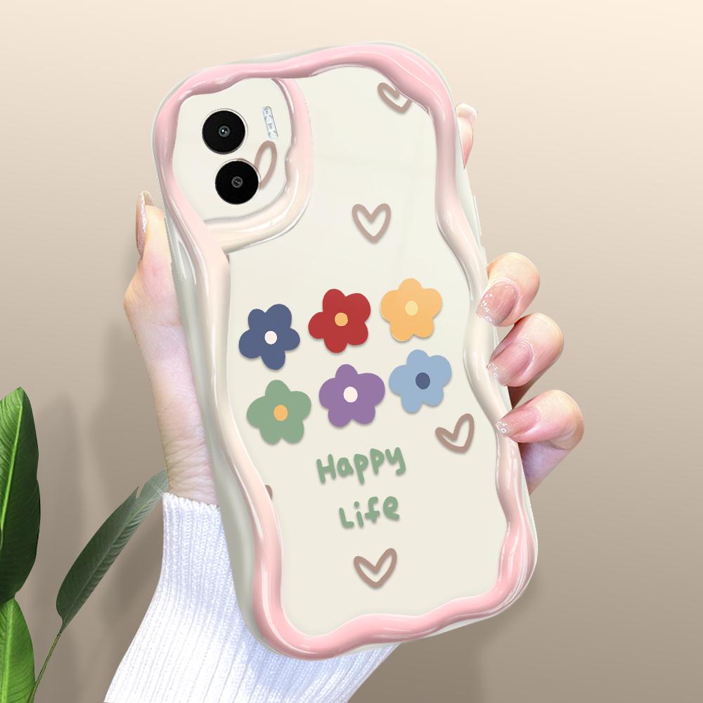 

Милый мультяшный узор, кремовая текстура, мягкий силиконовый чехол с волнистыми краями, чехол для телефона Xiaomi Redmi Redmi 14R 5G белый