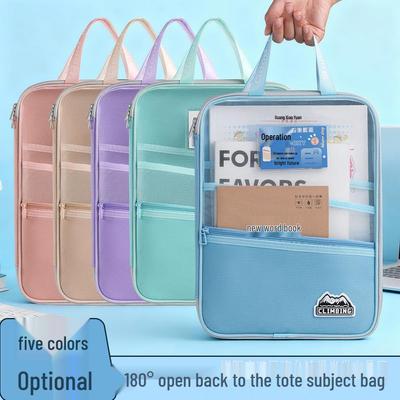 Transparent Student Exam Tote: Zipper Mesh L-Type File Bag