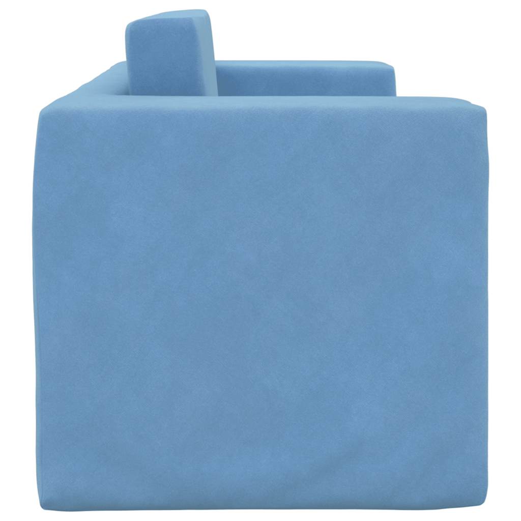 Vidaxl 2-Os. Sofa For Children, Fold-out, Blue, Soft Plush